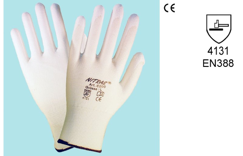 Nitras Handschuh Typ 6200     Nylon Handschuh weis