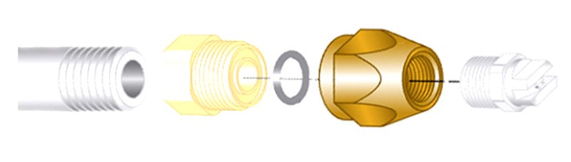 MEG-Düsenadapter, Messing