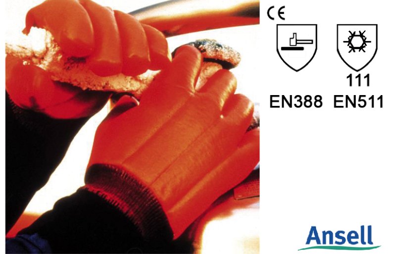 Gants d'hiver type 23-491     en PVC orange avec