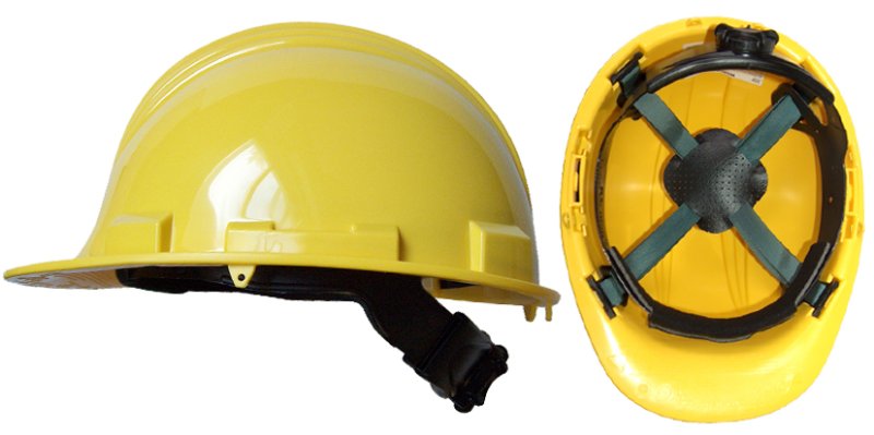 Casque en polyéthylène avec   cliquet de fermeture