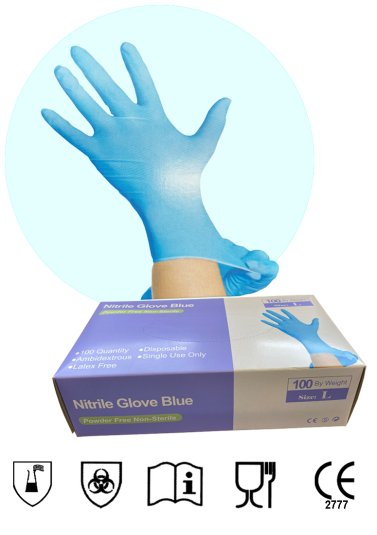 Gant d'examen nitrile bleu    24 cm, non stérile,