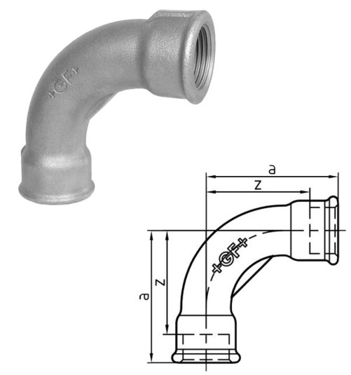 +GF+ Nr. 2, Bogen 90°, lang,  ISO/EN G1
